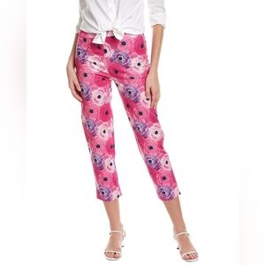 NEW Frances Valentine Pink Floral Print Cropped Capris, 25" Inseam